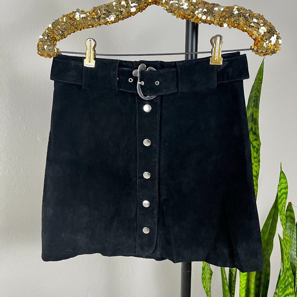 Zara Suede Mini Skirt Silver Hardware Women Size XS